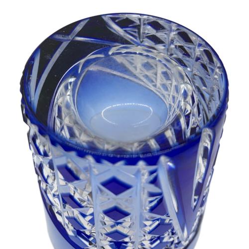 KAGAMI CRYSTAL (カガミクリスタル) ロックグラス 江戸切子 ブルー