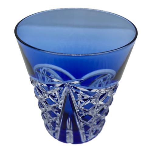 KAGAMI CRYSTAL (カガミクリスタル) ロックグラス 江戸切子 ブルー