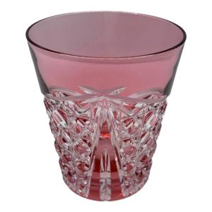 KAGAMI CRYSTAL (カガミクリスタル) ロックグラス 江戸切子 ピンク