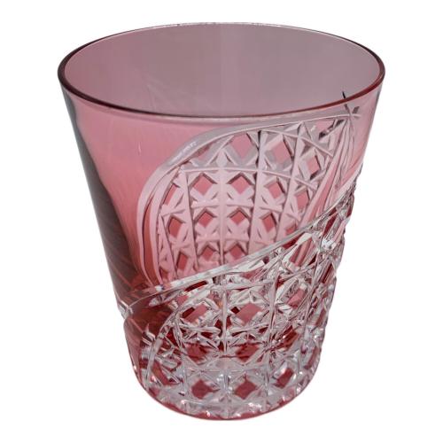 KAGAMI CRYSTAL (カガミクリスタル) ロックグラス 江戸切子 ピンク