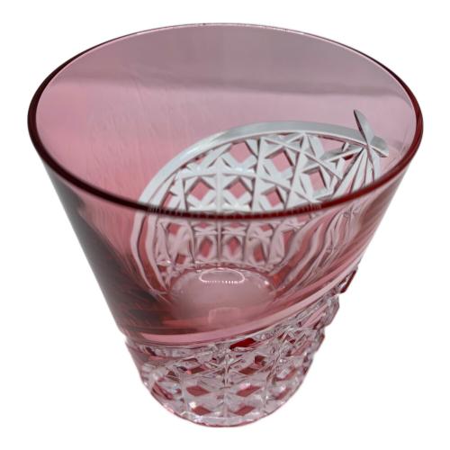 KAGAMI CRYSTAL (カガミクリスタル) ロックグラス 江戸切子 ピンク