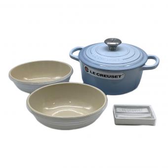 LE CREUSET (ルクルーゼ) 両手鍋 ボウルセット スカイブルー/ホワイト EOS キャセロール 18cm CB & ボール 500ml WL (2個入り) セット