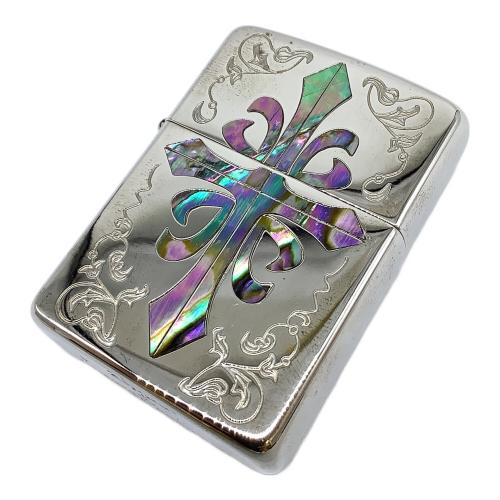 ZIPPO (ジッポ) オイルライター 2007年製 U.S.A製 armor 貝貼りシリーズ クロス