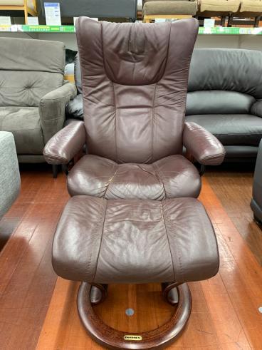 Ekornes (エコーネス) ストレスレスチェア 赤茶色 Mサイズ オットマン
