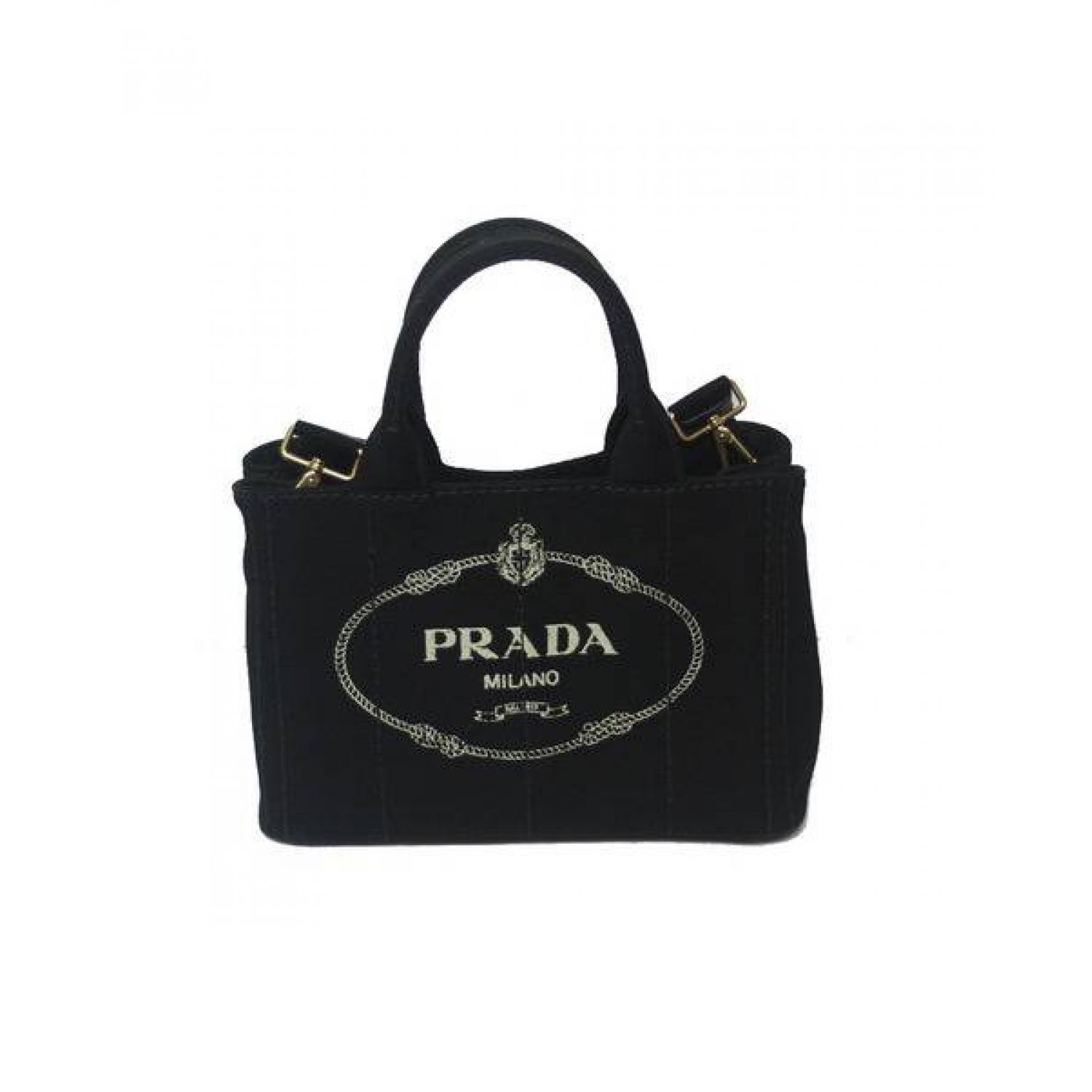 PRADA (プラダ) キャンバストートバッグ ブラック カナパ CANAPA