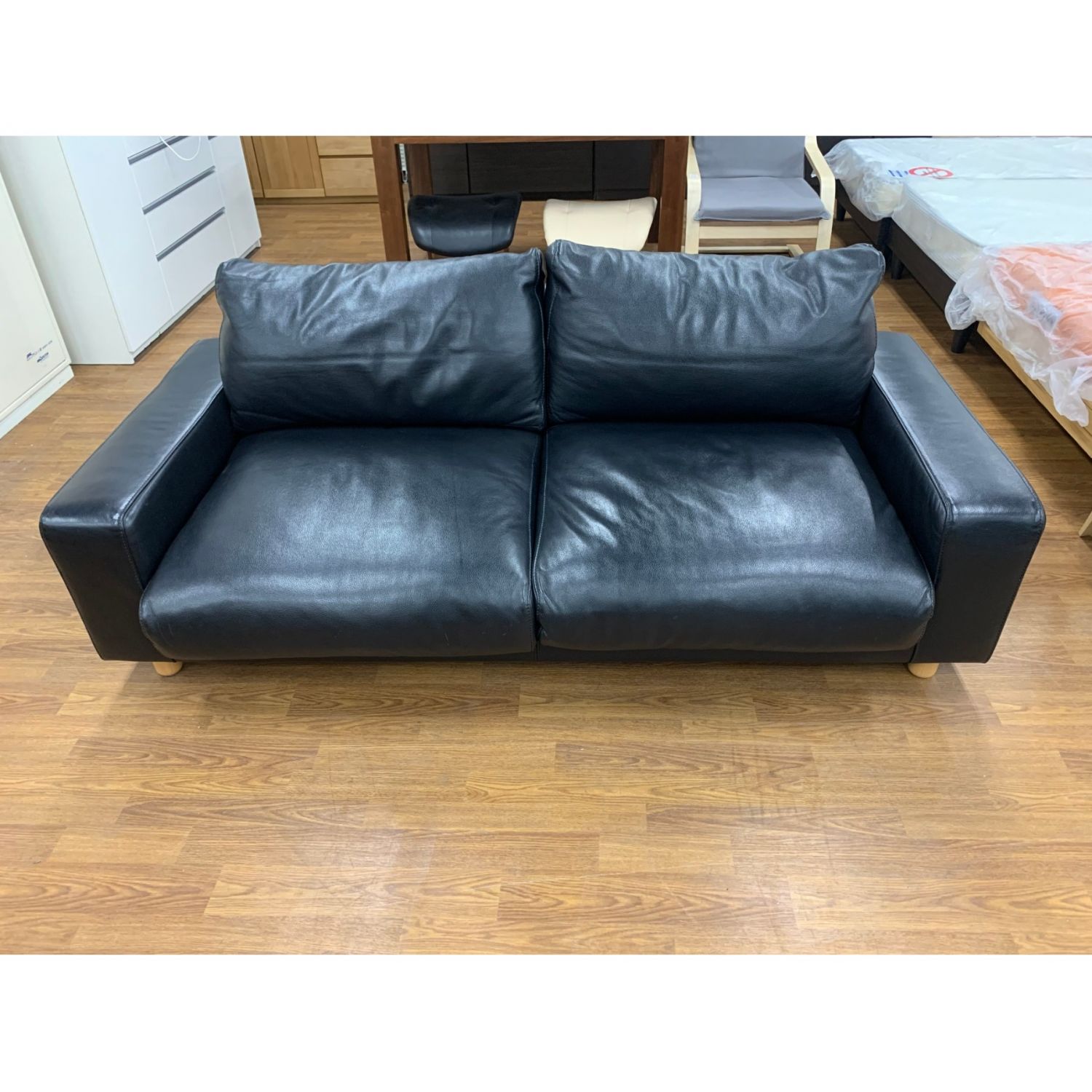 無印良品 ムジルシリョウヒン ワイドアームソファー ブラック レザー フェザークッション 2層式 定価 円 トレファクonline