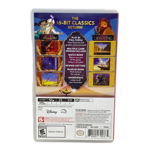 nighthawk (ナイトホーク) Nintendo Switch用ソフト 輸入版 Disney Classic Games: Aladdin and the Lion