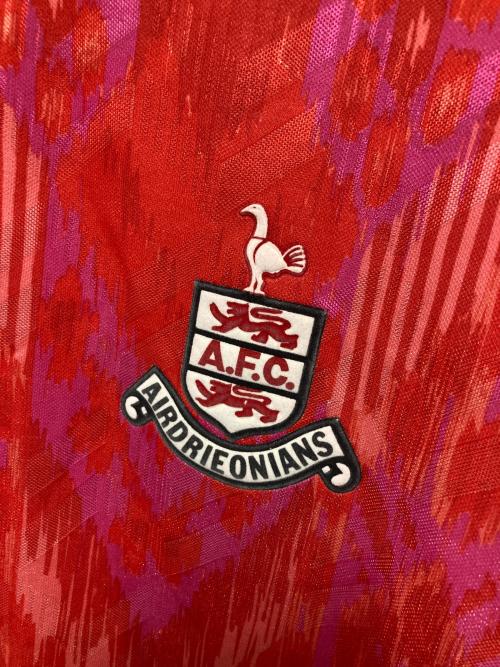 hummel (ヒュンメル) ゲームシャツ メンズ SIZE XL レッド イングランド製 エアドリーオニアンズFC92-93アウェイモデル