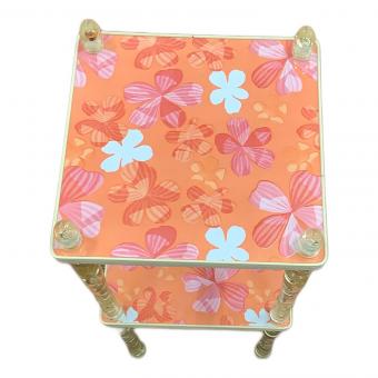 花柄キッチンワゴン オレンジ