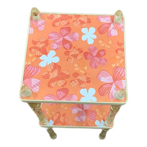 花柄キッチンワゴン オレンジ