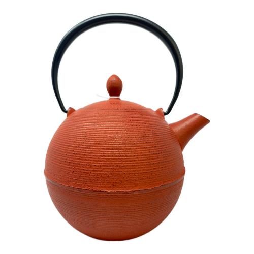 南部鉄器  鉄瓶 レッド 藍花