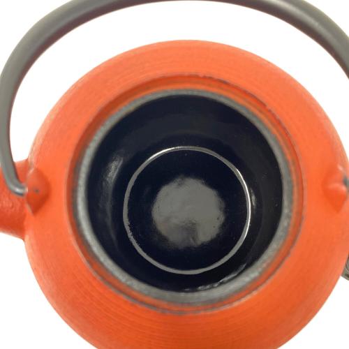 南部鉄器  鉄瓶 レッド 藍花