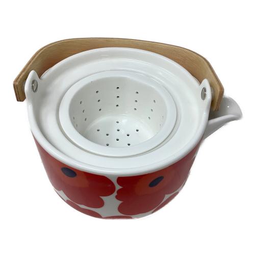 marimekko (マリメッコ) ティーポット ホワイト×レッド UNIKKO