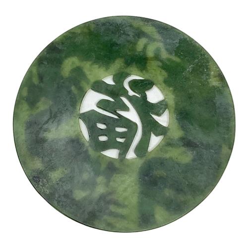 翡翠 (ヒスイ) 福龍鳳凰置物 透かし彫り