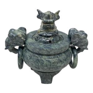中国古美術 獅子摘香炉 大理石