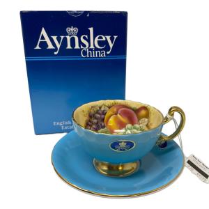 Aynsley (エインズレイ) カップ&ソーサー ターコイズブルー オーチャードゴールド