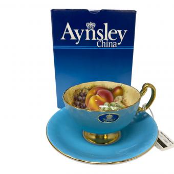 Aynsley (エインズレイ) カップ&ソーサー ターコイズブルー オーチャードゴールド
