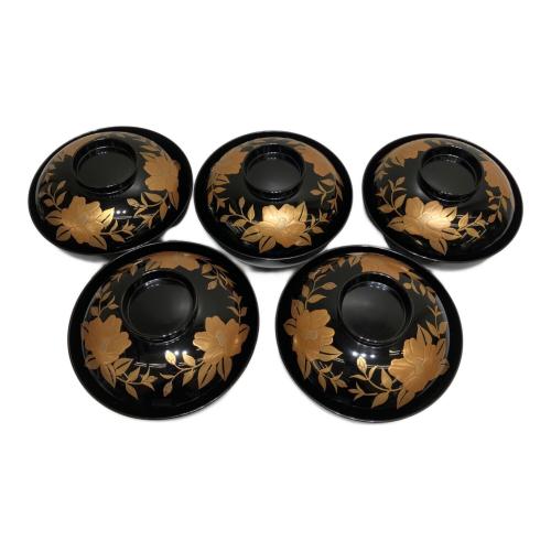 椿蒔絵吸物椀 山中漆器 黒/金