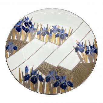 Noritake (ノリタケ) 八橋銀彩 大皿 白/青 FINE PARCELAIN
