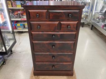 箪笥 ブラウン 6段 民芸調