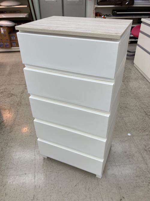 ウッドトップチェスト ホワイト 5段