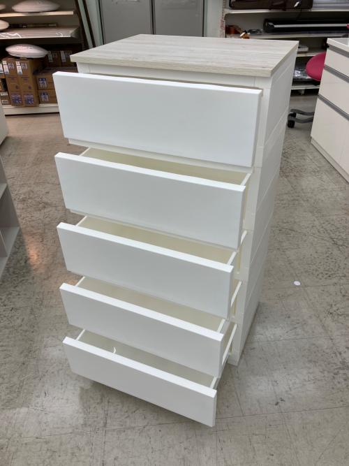 ウッドトップチェスト ホワイト 5段