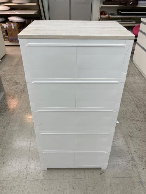 ウッドトップチェスト ホワイト 5段