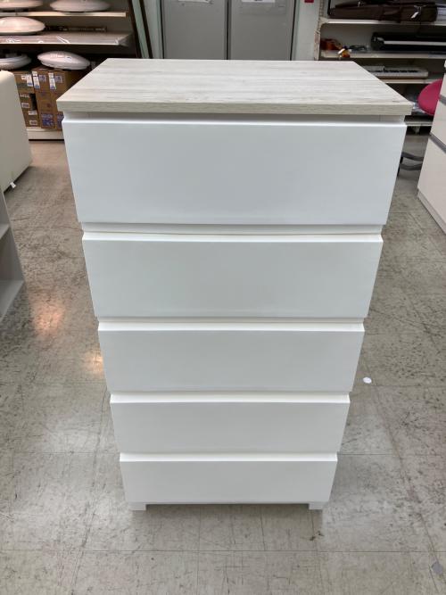 ウッドトップチェスト ホワイト 5段