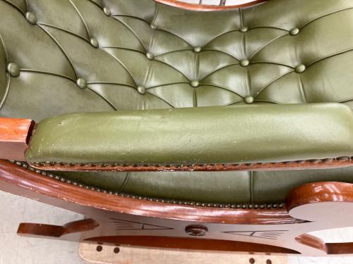 ヴェローナクラシック ロッキングチェアー 1人掛け グリーン×ブラウン　キズ有