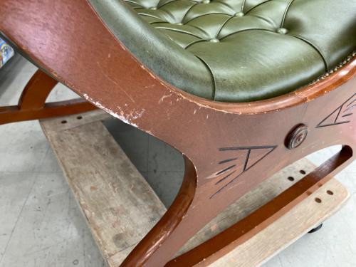 ヴェローナクラシック ロッキングチェアー 1人掛け グリーン×ブラウン　キズ有