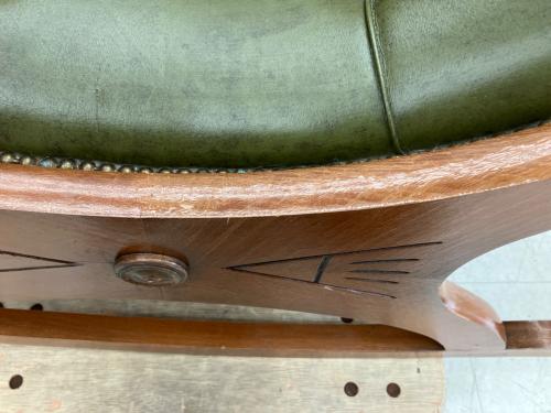 ヴェローナクラシック ロッキングチェアー 1人掛け グリーン×ブラウン　キズ有