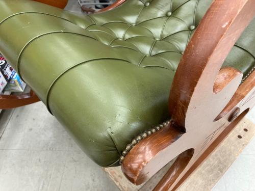 ヴェローナクラシック ロッキングチェアー 1人掛け グリーン×ブラウン　キズ有