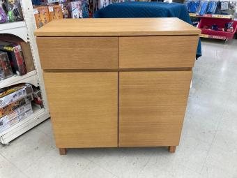 無印良品 (ムジルシリョウヒン) キャビネット ナチュラル 2枚扉 引出し オーク材