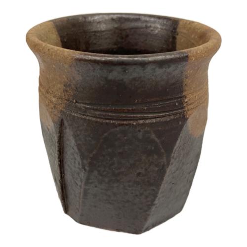 備前焼 (ビゼンヤキ) 面取広口黒湯呑