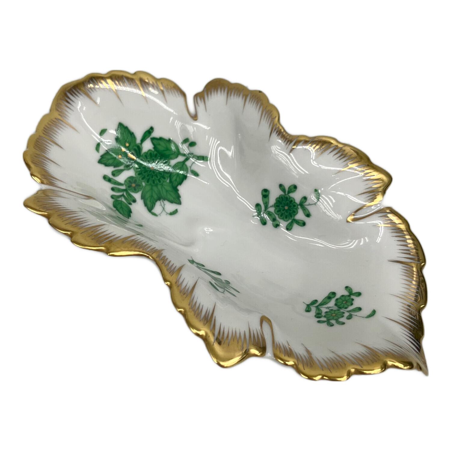 Herend (ヘレンド) 金縁リーフトレイ アポニーグリーン｜トレファクONLINE