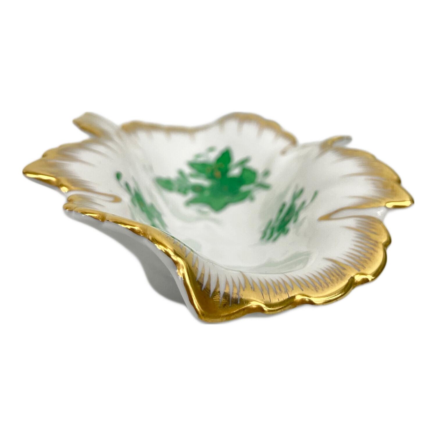 Herend (ヘレンド) 金縁リーフトレイ アポニーグリーン｜トレファクONLINE