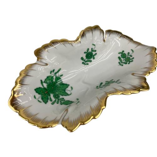 Herend (ヘレンド) 金縁リーフトレイ アポニーグリーン｜トレファクONLINE