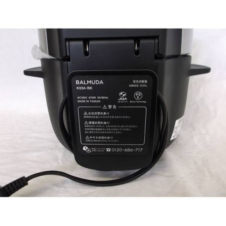 BALMUDA 炊飯器 未使用品 K03A-BK 3合(0.54L) 程度S(未使用品)