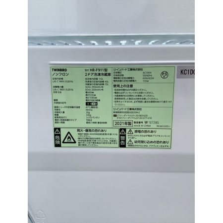 TWINBIRD (ツインバード) 2ドア冷蔵庫 HR-F911 2021年製 110L クリーニング済