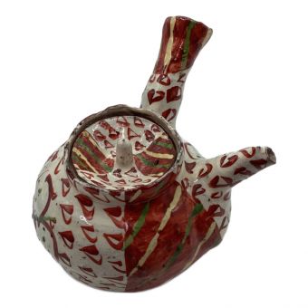 生井講蔵 (ナマイショウゾウ) 急須 赤白 NK11 益子焼