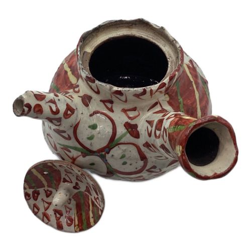 生井講蔵 (ナマイショウゾウ) 急須 赤白 NK11 益子焼