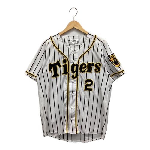 MIZUNO (ミズノ) ゲームシャツ メンズ SIZE L ホワイト×ブラック 阪神タイガース  北条史也 2 ストライプ