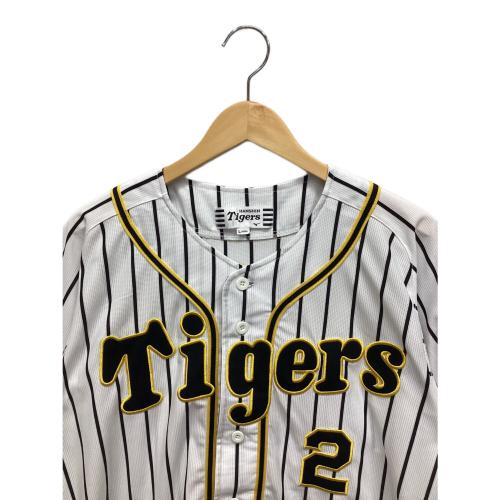 MIZUNO (ミズノ) ゲームシャツ メンズ SIZE L ホワイト×ブラック 阪神タイガース  北条史也 2 ストライプ