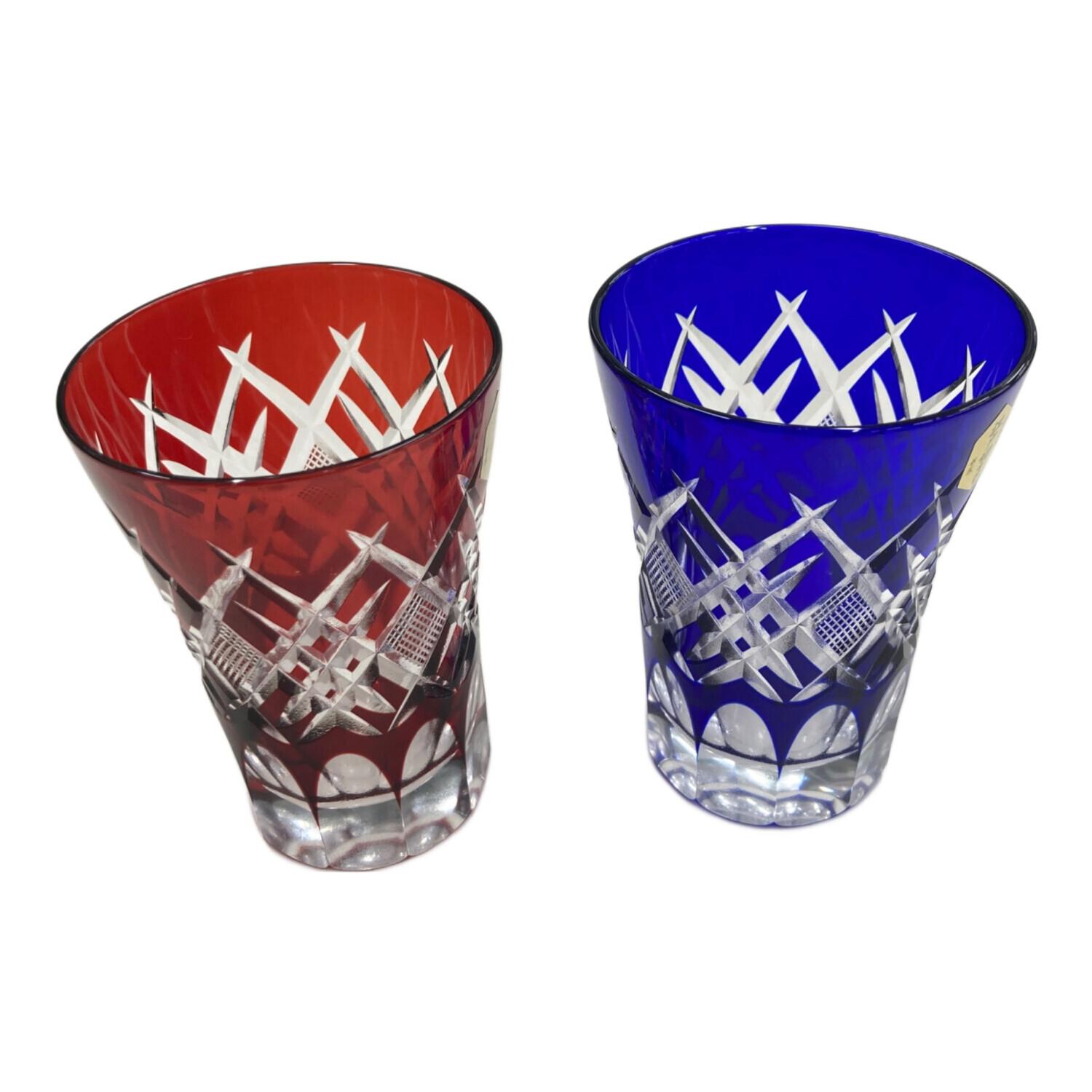 硝子工房 彩鳳 江戸切子 七宝笹の葉文様 ミニオールド 江戸切子 硝子