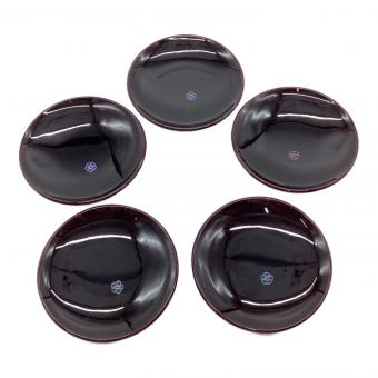 皿揃え 4.5寸 銘々皿 総溜 明月 5Pセット 漆器