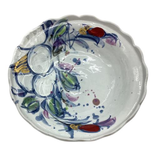 梅田純一 (ウメダジュンイチ) 陶器皿 ホワイト/花柄