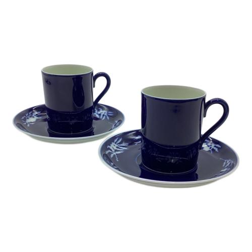 深川製磁 (フカガワセイジ) カップ&ソーサー 明染付白抜紋突立コーヒー椀皿　2Ｐ