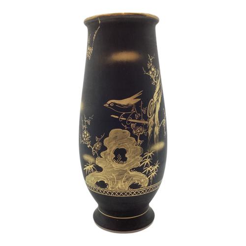 九谷焼 (クタニヤキ) 花瓶 黒/金　九谷仙春造