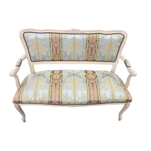 ロココ調ソファー ライトブルー×ピンク