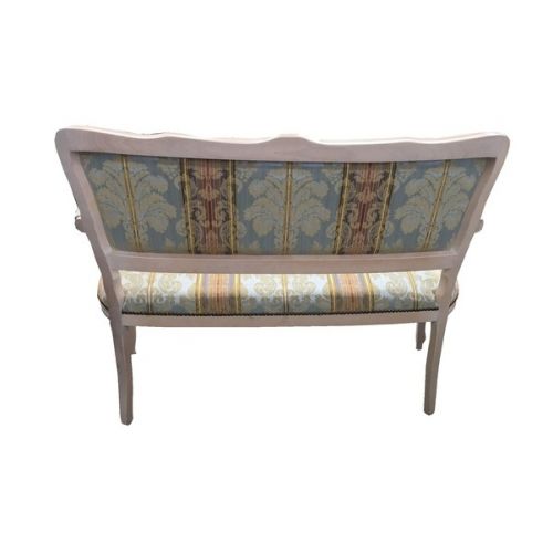 ロココ調ソファー ライトブルー×ピンク